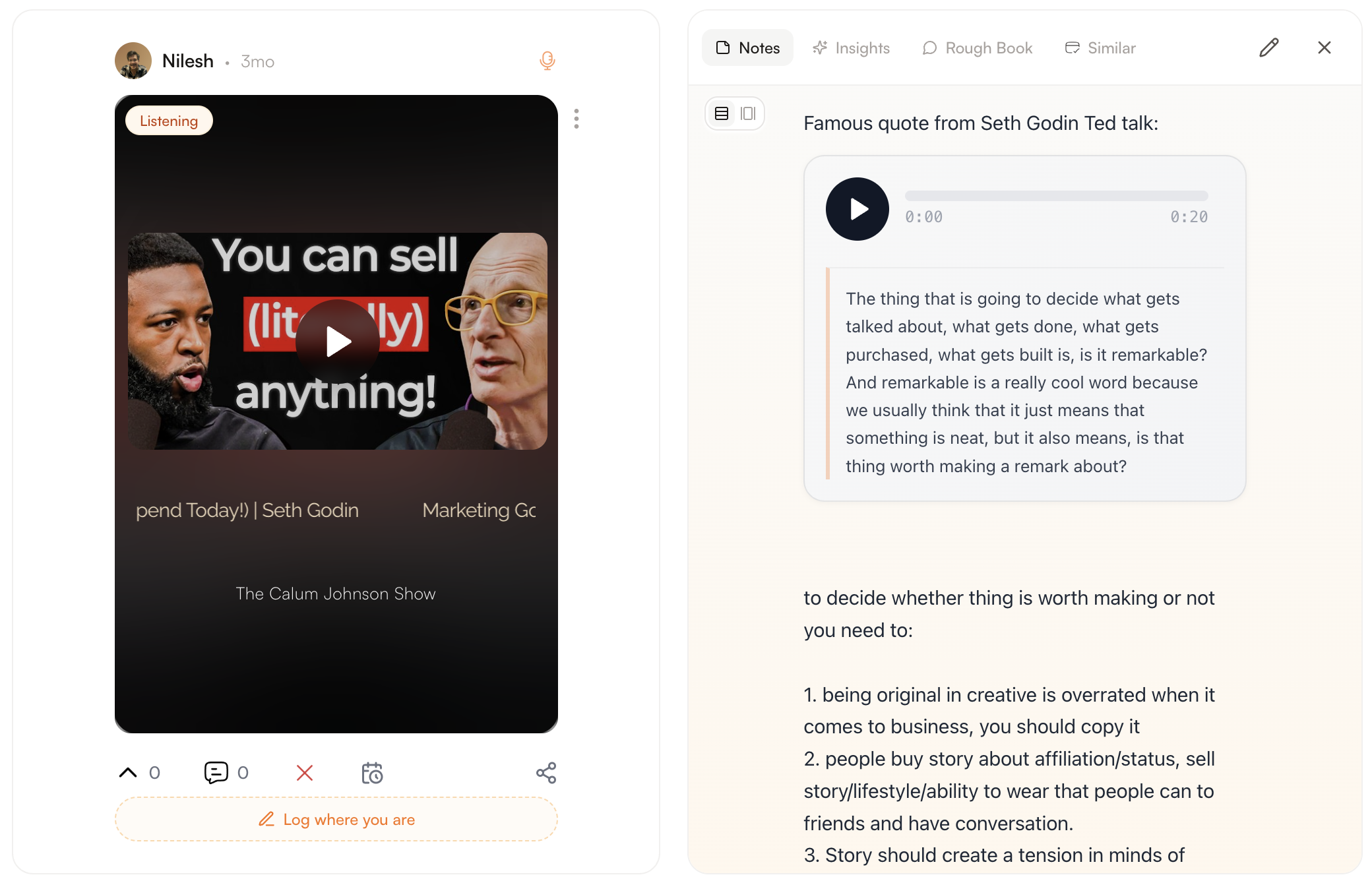 A profile that doubles as a contact card - cards, collections and postcards in one place